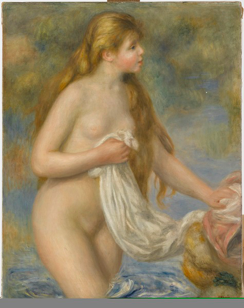 Revoir Renoir : Baigneuse aux cheveux longs, 1895 ! Huile sur toile, 82 x 65 cm! Paris, musée de l’Orangerie! © RMN-Grand Palais (musée de l'Orangerie) / Franck Raux!